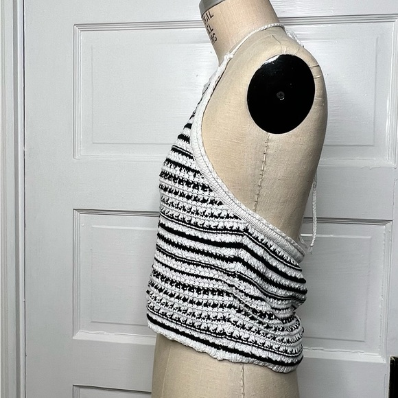 Crochet Striped Halter Top  ALYA Medium Cotton Sweater - Picture 8 of 14